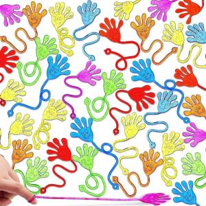 imageJOYIN 120Pcs Glitter Sticky Hands Party Favors Party Table Favors Set for Kids Holiday Traditions Classroom Treasure Box Carnival Prizes Bulk Pinata Stuff Mini Toys Halloween goodie bagssticky hands
