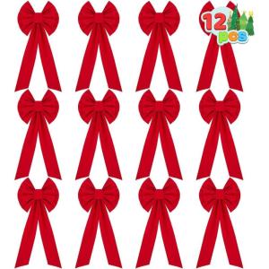 imageJOYIN 12Pack 16quotx9quot Red Velvet Bows for Christmas Tree Wreath Garland DecorLarge