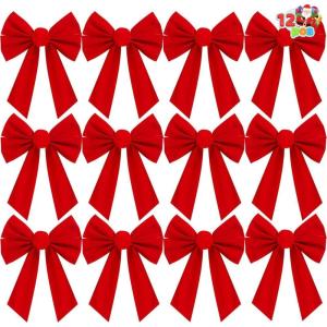 imageJOYIN 12Pack 16quotx9quot Red Velvet Bows for Christmas Tree Wreath Garland DecorSmall
