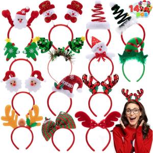 imageJOYIN 14 PCS Christmas Headbands with Different Designs Party Holiday Headbands for Kids Women Men Christmas Holiday Parties Favors ONE Size FIT ALL