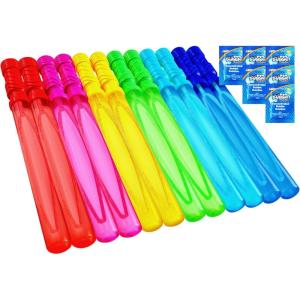 imageJOYIN 146 Big Bubble Wands for Kids 6 PCS Bubble Wand with Refill Solution for Summer Toy Party Favor Outdoors Toy Activity Easter Basket Stuffers Birthday Gift
