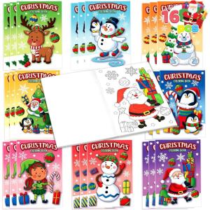 imageJOYIN 16 Pcs Christmas Coloring Book Books for Kids Stocking Stuffers Xmas Party Favors Christmas Party Supplies Christmas Presents Mini Books Classroom Games Kids Christmas Goodie Bag Fillers