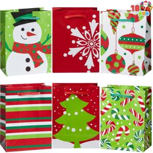imageJOYIN 18 PCS Christmas Bags Holiday Goody Gift Treat Candy Wrapping Paper Bags for Classroom and Party Favors Xmas Decor Supplies 43quotX55quotX25quot not included tissue paper