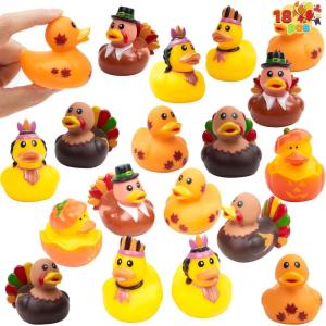 imageJOYIN 18PCS Thanksgiving Rubber Ducks for Boys Girls Kids ampamp Toddlers Thanksgiving Party Favor Gifts Rubber Ducky Bath Toys Kids Fun Bath Duck Toys