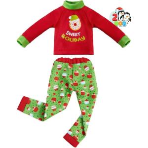 imageJOYIN 2 PCS Christmas Santa Ugly Sweaters for Doll Cupcakes and Donuts Themed Naughty Pajamas Christmas Doll Clothes Accessories for Holiday Room Party Decorations Gifts