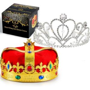 imageJOYIN 2 Pack Royal Crowns Halloween Party Costume Accessories Kings and Queens Crowns for Kids and Audults
