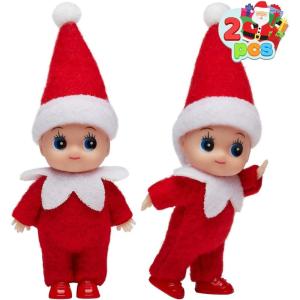 imageJOYIN 2 Pcs Christmas Elf Plush Doll Tiny Soft Plush Toy Doll Xmas Gift for Party Favors Party Supplies Christmas Decor Xmas GiftRed