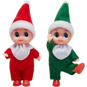 imageJOYIN 2 Pcs Christmas Elf Plush Doll Tiny Soft Plush Toy Doll Xmas Gift for Party Favors Party Supplies Christmas Decor Xmas GiftRed and Green