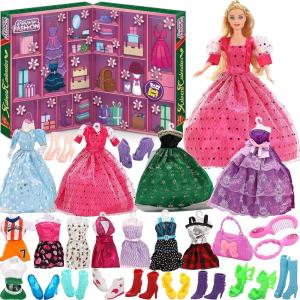 imageJOYIN 2023 Girls Advent Calendar with Doll Accessories Toys Girls Christmas 24 Days Countdown Calendar Toys with Doll Dress Up Clothes and Accessories Set for Kids Christmas Party Favor Gifts
