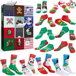 imageJOYIN 2025 Christmas Advent Calendar12 Days Christmas Warm Cotton Socks for Adult Women Countdown Advent Calendar with 4 Knee High ampamp 8 Low Cut Socks Xmas Party Favor Gifts