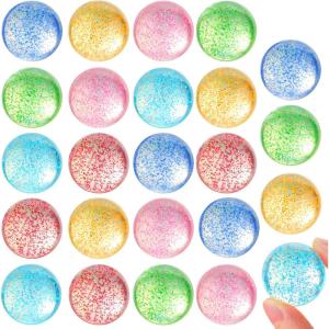 imageJOYIN 24 PCS Multistyle Bouncy Balls 6 Styles 32mm Assorted Bouncy Balls Bulk with Storage Bag Bounce Toys for Kids Party Favors Birthdays Gifts Goodie Bags Stuffers Carnival PrizesGlitter
