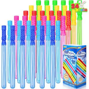 imageJOYIN 24 Pack 146 Big Bubble Wands Bulk 2 Dozen for Summer Toy OutdoorIndoor Activity Use Easter Bubbles Party Favors Supplies for KidsClassic