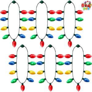 imageJOYIN 24 Packs Christmas LED Light Up Bulb Necklaces 9 Bulbs LED Necklaces Holiday Costume Accessories for Christmas Xmas Party Favor Party Supply