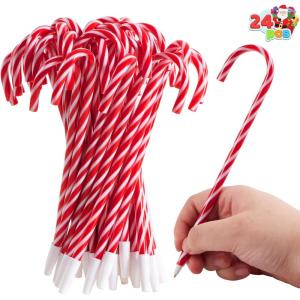 imageJOYIN 24 Pcs Christmas Candy Cane Ball Point Pens for Kids Gift Xmas Pen Bulk for Christmas Stocking Stuffers Teacher Student Gifts Classroom Supplies Carnival Prize Goodie Bag Fillers