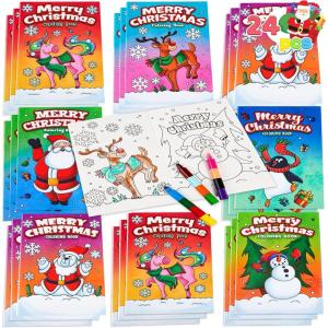 imageJOYIN 24 Pcs Christmas Coloring Book Bulk for Kids Mini Christmas Coloring Books in 6 Covers Great Gift Girls and Boys Holiday Presents and Party Favors