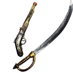 imageJOYIN 28 Inches Pirate Sword and 16 Inches Pirate Pistol SetHalloween Party Costume Accessories