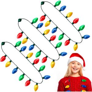 imageJOYIN 3 PCS Christmas Necklace 12 LED Bulbs LED Light Up Bulb Necklace Christmas Holiday Accessories Party Favors