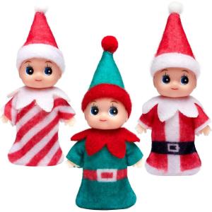 imageJOYIN 3 PCS Christmas Tiny Doll Colorful Plush Dolls Accessories Tiny Doll of Girl for Accessories and Props Christmas Party Decoration and Stocking Stuffers