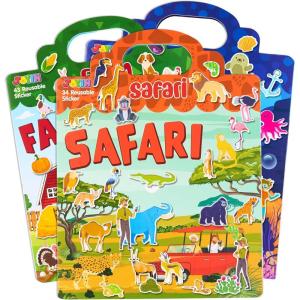imageJOYIN 3 Sets DressUp Reusable Sticker Book for Toddlers 3D Sticker Books for Kids 3 4 5 Travel Essentials Airplane Activity Toys Crafts Gifts Birthday Gifts  Fashion Mermaid PrincessFarm  Ocean  Safari