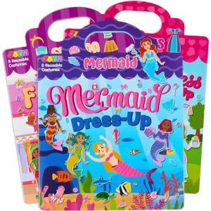 imageJOYIN 3 Sets DressUp Reusable Sticker Book for Toddlers 3D Sticker Books for Kids 3 4 5 Travel Essentials Airplane Activity Toys Crafts Gifts Birthday Gifts  Fashion Mermaid PrincessPrincess  Mermaid  Fashion