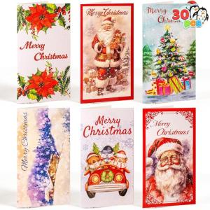imageJOYIN 30 PCS Christmas Classic Money Cards with Envelopes Xmas Money Cards for Gift Holder Cash Holder Bulk Assorted for Holiday Season Party Supplies Snow Holiday
