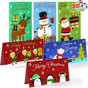 imageJOYIN 30 PCS Christmas Money Cards with Envelopes Xmas Money Cards for Gift Card Holder Cash Christmas Money Cards Bulk Assorted for Holiday Season Party Supplies Snow Festive Holiday