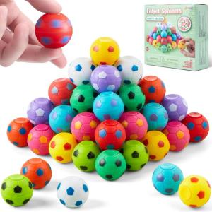 imageJOYIN 36 Pack Soccer Fidget Spinners for Kids Soccer Party Favors Fidget Toys Bulk Stress Balls Goodie Bag Stuffers for Birthday Party Treasure Box for ClassroomSoccer