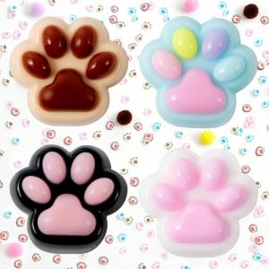 imageJOYIN 4 Pcs Taba Paw Squeeze Toys Colorful Kawaii Mochi Fufu Sensory Toys Cat Paw Taba Squeeze Toys for Party Favors Gifts for Adults Kids