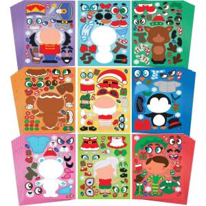 imageJOYIN 48 Pcs Christmas Make A Face Sticker Sheets Make Your Characters with Santa Santa Gnome Reindeer Snowman Gifts for Kids School Activities Party Favor Supplies Xmas Craft