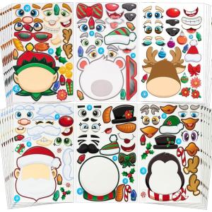 imageJOYIN 48 Pcs Christmas Make A Face Sticker Sheets Make Your Characters with Santa Santa Gnome Reindeer Snowman Polar Bear Presents for Kids School Activities Party Favor Supplies Xmas Craft