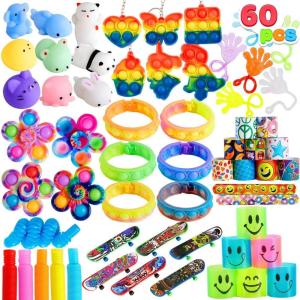 imageJOYIN 60 Pcs Party Favors for Kids Popular Fidget Toys Pack Goodie Bags Fillers for Kids Birthday Party Prizes in Bulk for School Pinata Stuffers Classroom Prizes Treasure Box Toys