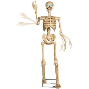 imageJOYIN 60quot Halloween Animatronics Skeleton Decor with LightUp Eyes Creepy Sound Movable Head and Arms Life Size Animated Decorations Haunted House Props for Outdoor Indoor Yard Patio Lawn