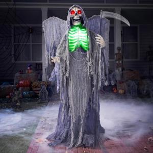 imageJOYIN 67quot Halloween Decorations Outdoor Scary Animatronics Clown Decor Clearance with LED Eyes and Creepy Sound Life Size Animated for Haunted House Lawn Yard PatioScythe Grim Reaper