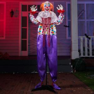 imageJOYIN 67quot Halloween Decorations Outdoor Scary Animatronics Clown Decor Clearance with LED Eyes and Creepy Sound Life Size Animated for Haunted House Lawn Yard PatioPurple Clown