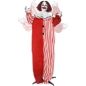 imageJOYIN 67quot Halloween Decorations Outdoor Scary Animatronics Clown Decor Clearance with LED Eyes and Creepy Sound Life Size Animated for Haunted House Lawn Yard PatioClown