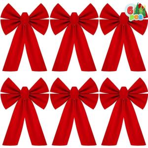 imageJOYIN 6PCS Christmas Red Velvet Bows 13quot Long by 9quot Wide Christmas Ornaments for Tree Decorative Big Bows for Indoor Holiday Decorations Outdoor Decor Xmas Wreaths Ornaments