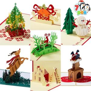 imageJOYIN 7 Pack Pop up Christmas Cards 3D Greeting Cards with Unique Designs and Envelopes 6quot x 6quot for Winter Merry Christmas Season Present