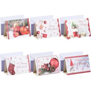 imageJOYIN 72 Piece Holiday Christmas Greeting Cards with 6 Artistic Greeting Designs ampamp Envelopes 625 x 46quot for Winter Christmas Season present Giving Xmas Gifts Cards Red Foil CollectionVintage