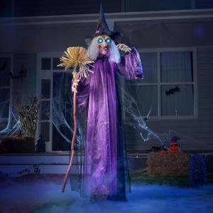 imageJOYIN 72quot Halloween Animatronics Scarecrow Decoration Outdoor Standing Ghost Prop with Motion Light Sound Scary Animated Decor for Yard Farm Garden Indoor Haunted HouseBroom Witch