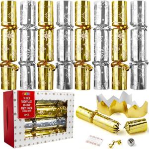 imageJOYIN 8 Pack Christmas Party Favor NonSnap Blue ampamp White Snowflake Design Party Table Favors with Holiday Party Favor Supplies for Kids and Adults Christmas Parties Dinners and HolidaysGoldSilver Snowflakes
