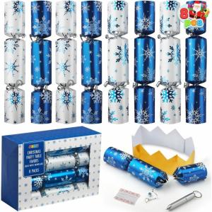 imageJOYIN 8 Pack Christmas Party Favor NonSnap Blue ampamp White Snowflake Design Party Table Favors with Holiday Party Favor Supplies for Kids and Adults Christmas Parties Dinners and HolidaysBlueWhite Snowflakes