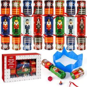 imageJOYIN 8 Pack Christmas Party Favor NonSnap Nutcrackers Design Party Table Favors with Holiday Party Favor Supplies for Kids and Adults Christmas Parties Dinners and HolidaysNutcracker  Snowflakes