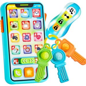 imageJOYIN Baby Musical Toy Phone and Car Keys Teether Set 60 Music and Learning Phrases Baby Learning Toys 612 Months Toddler Birthday Gifts for Girs Boy Toys Small