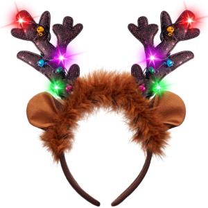 imageJOYIN Christmas 2PCS Light Up Cute Reindeer Headband Adult Kids Party Favor Supplies Xmas Accessories for Christmas Holiday Parties Annual Holiday Photos BoothElk