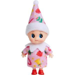 imageJOYIN Christmas Elf Plush Doll Pink Tiny Soft Plush Christmas Elf Doll with Pattern for Holiday Decorations DressUp PartyFloral