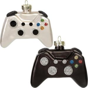 imageJOYIN Christmas Glass Video Game Controller Small Ornament Blown Mini Black and White 2Pieces Set for Tree Hanging Ornament Outdoor Christmas Decorations Indoor