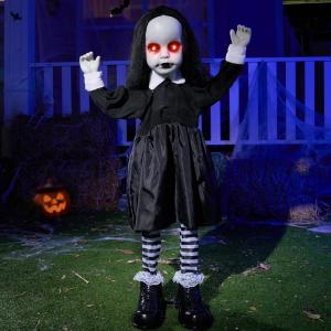 imageJOYIN Halloween Decorations Outdoor 34 Life Size Animatronics Ghost Decor Props with Glowing Eyes Sound Activated Party Supplies for Yard Lawn Haunted HouseBlackClad Dancer