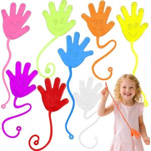 imageJOYIN Large 24Pcs Sticky Hands Party Favors Party Table Favors Set for Kids Holiday Traditions Classroom Treasure Box Carnival Prizes Bulk Pinata Stuff Glitter Toys Halloween goodie bagssticky hands