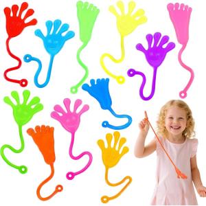 imageJOYIN Large 24Pcs Sticky Hands Party Favors Party Table Favors Set for Kids Holiday Traditions Classroom Treasure Box Carnival Prizes Bulk Pinata Stuff Glitter Toys Halloween goodie bagssticky hands and feet