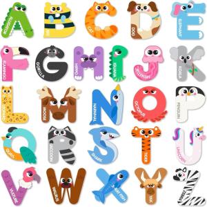 imageJOYIN Magnetic Letters Animal Alphabet Fridge Magnets for Toddlers 3 4 5 Years Old 26 Uppercase Refrigerator Magnets Large Size ABC Educational Spelling Learning Toys for Kids